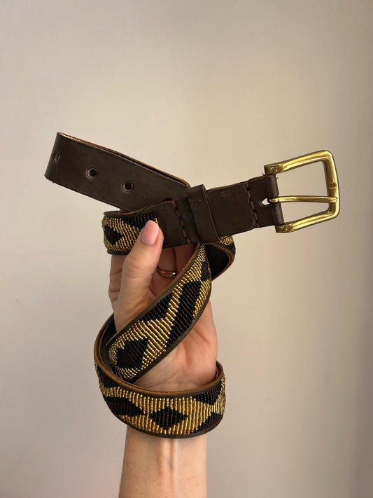 Thin Masai Belt Brown Leopard