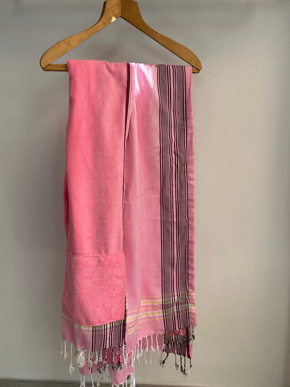 Baby Pink With Grape Stripe Kikoy Towel