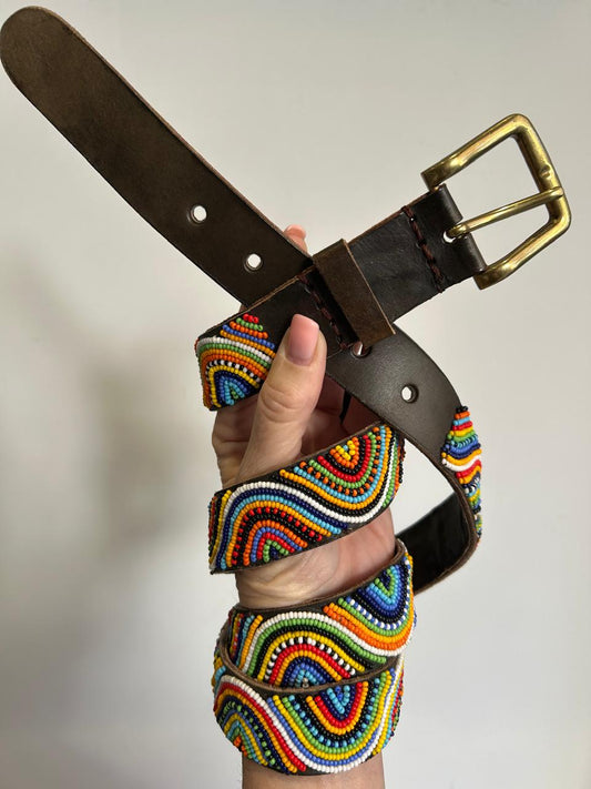 Thick Masai Belt Multiple Colour Swirls