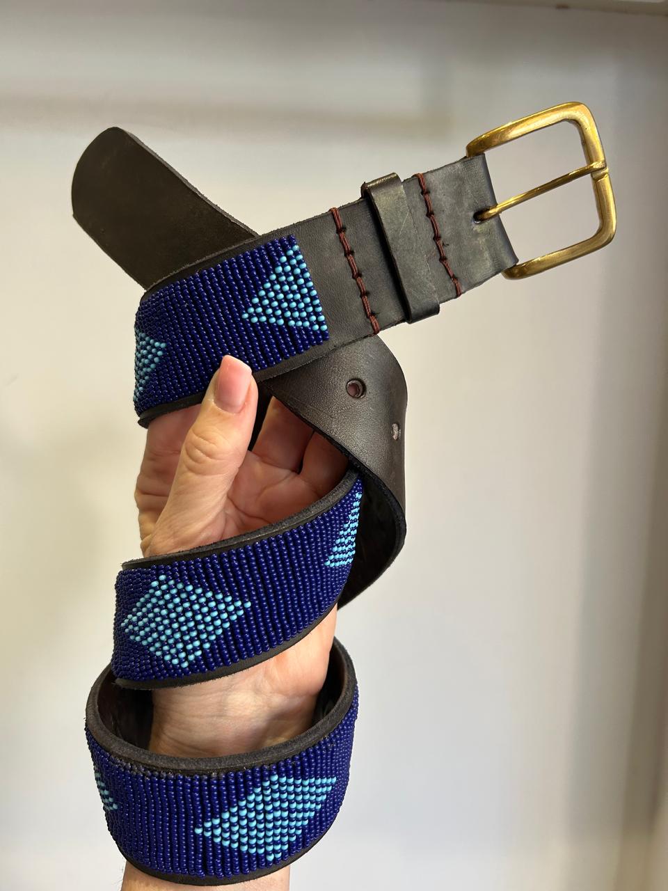 Thick Masai Belt Blue & Light Blue