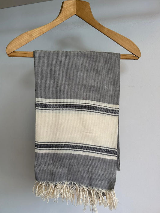 Grey On Cream Handwoven Kikoy Sarong