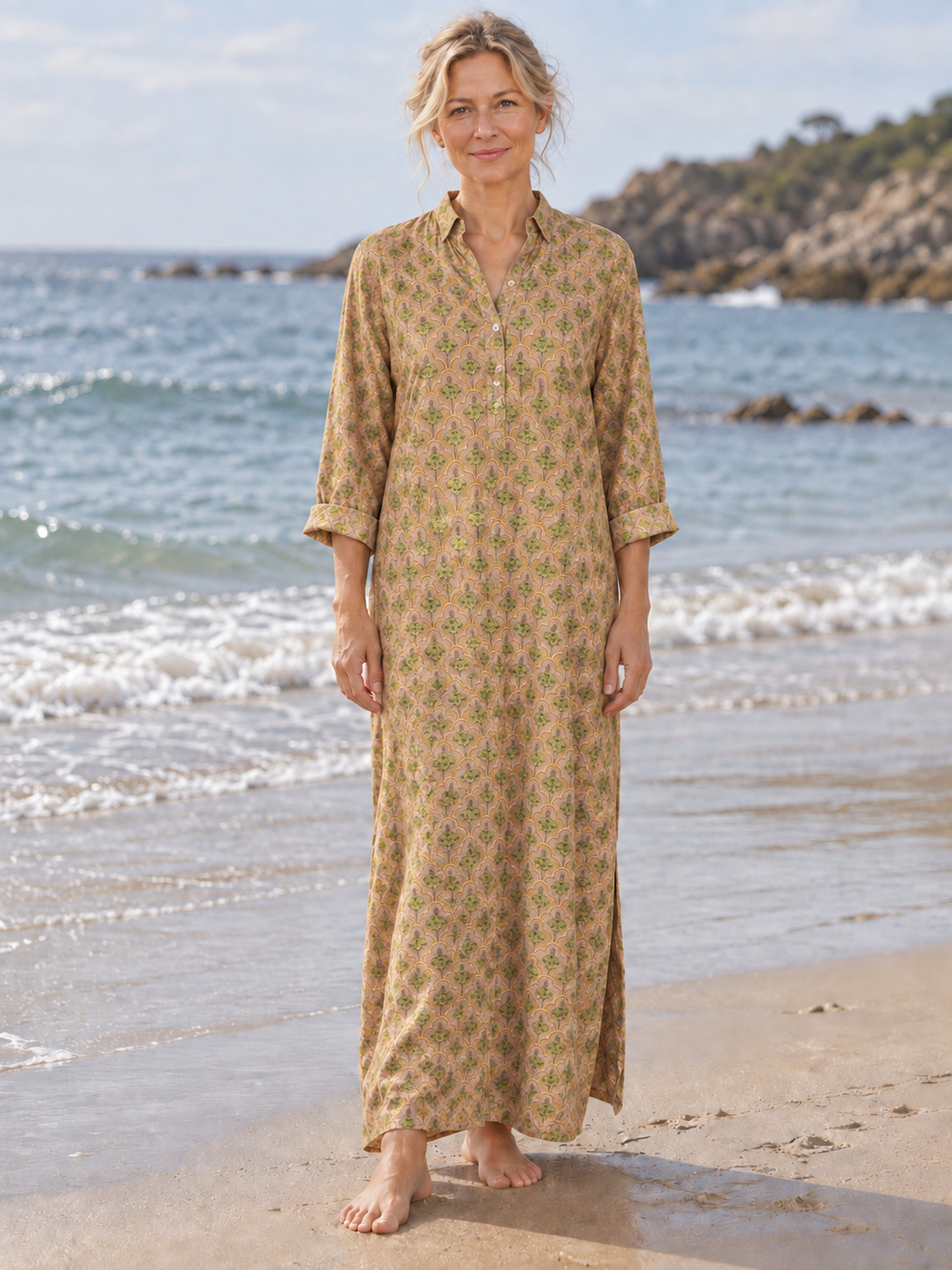 KOBE KAFTAN, Blush Taupe Green
