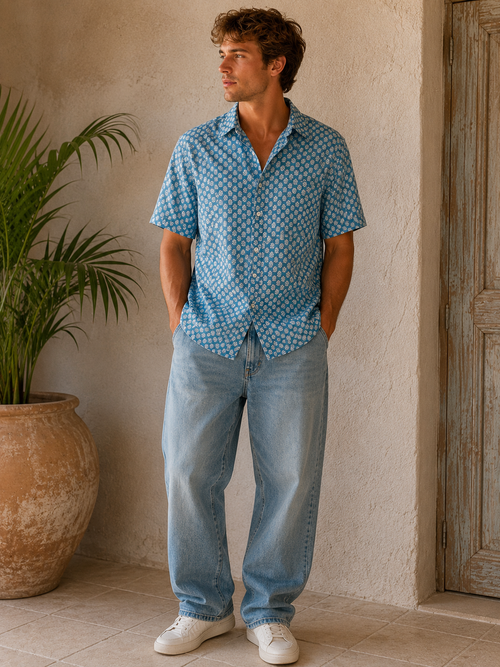 100% LIGHT COTTON SHIRT, Airforce Blue