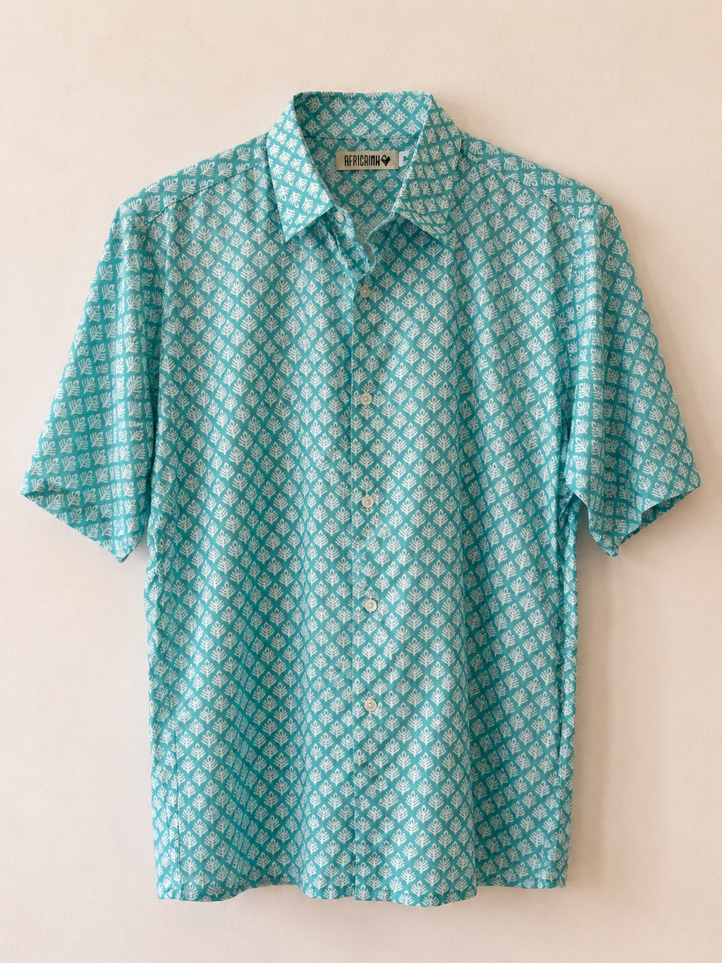 100% LIGHT COTTON SHIRT SLEEVE SHIRT, Light Green Fern