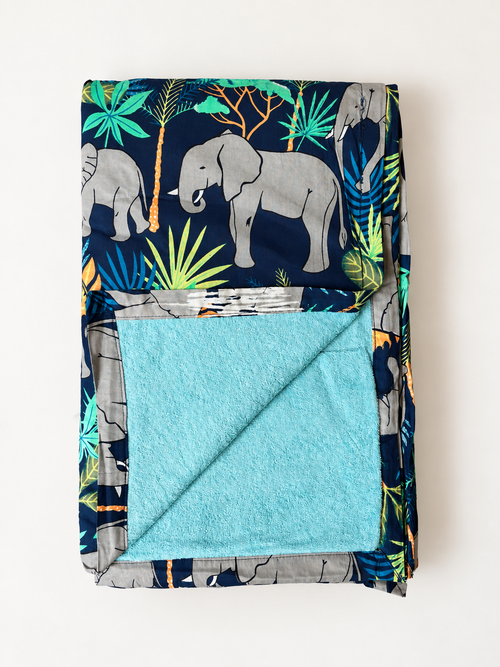 BEACH TOWEL, Navy Blue Safari