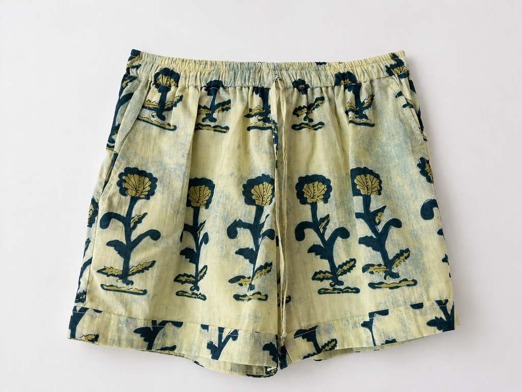 COTTON DRESS AND SHORT SET IN SEA BLUE MERRY GOLD