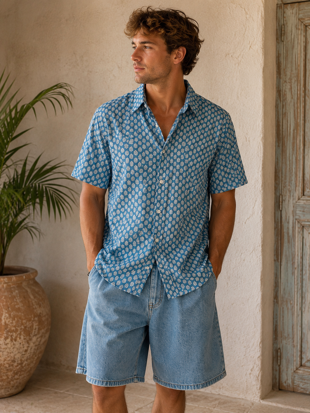 100% LIGHT COTTON SHIRT, Airforce Blue