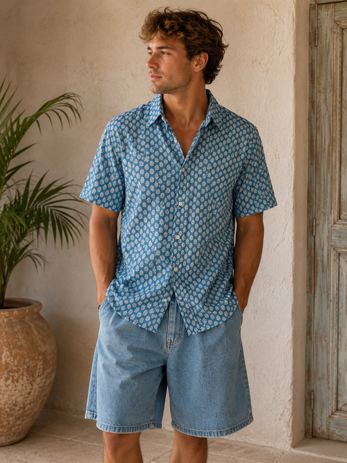 100% LIGHT COTTON SHIRT, Airforce Blue