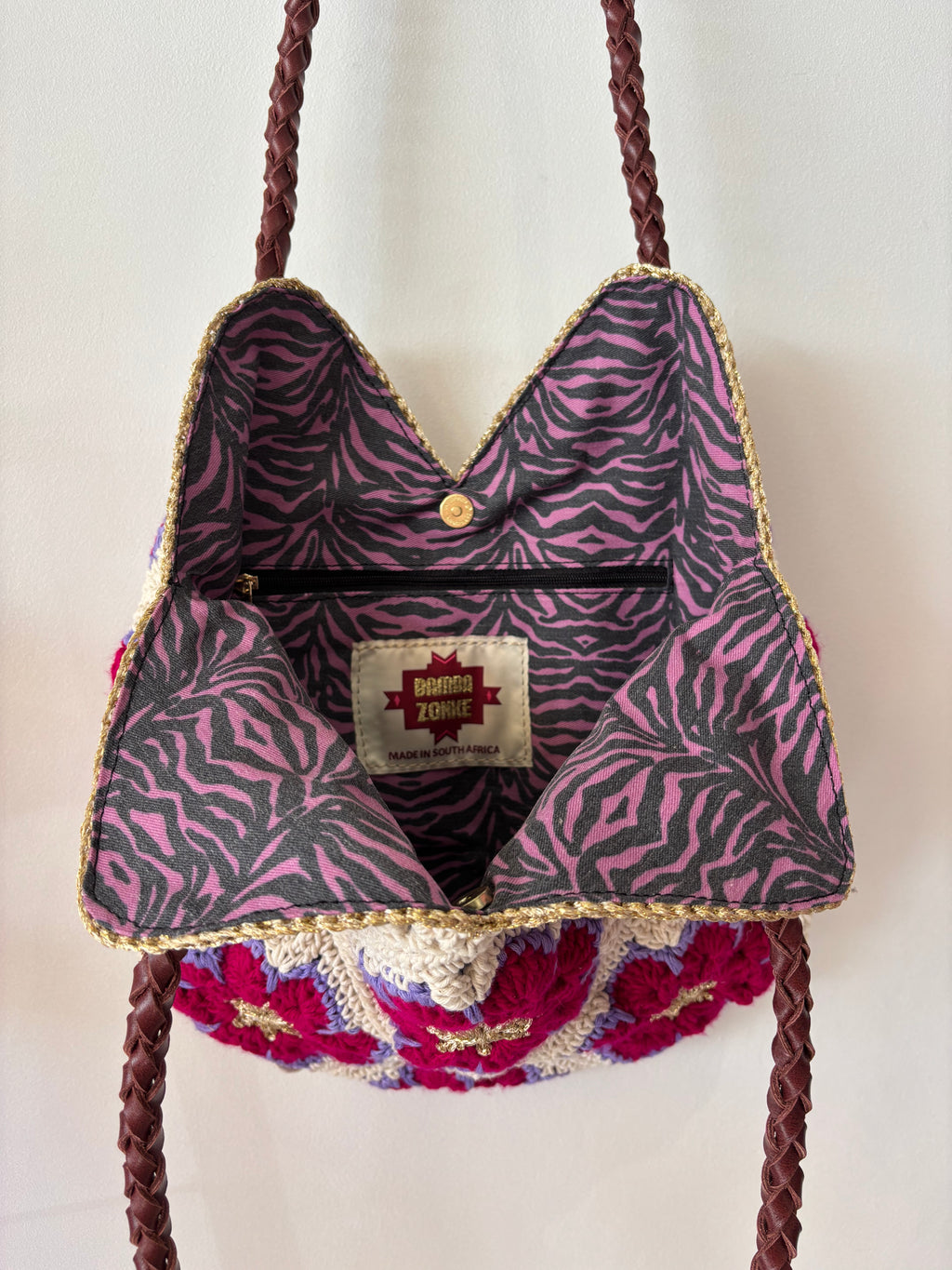 FLOWER BAG, Crochet, Pink Tiger