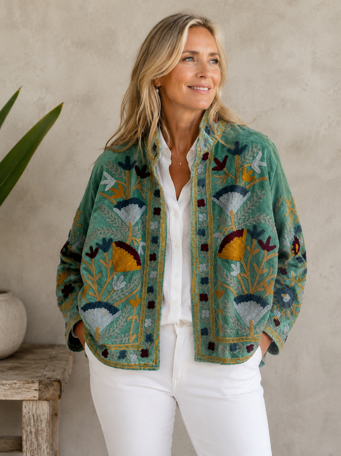 SUZANI JACKET SAGE FAN