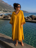 TOWELLING BEACH & POOL ROBE WITH TRIM, Turmeric with tassels