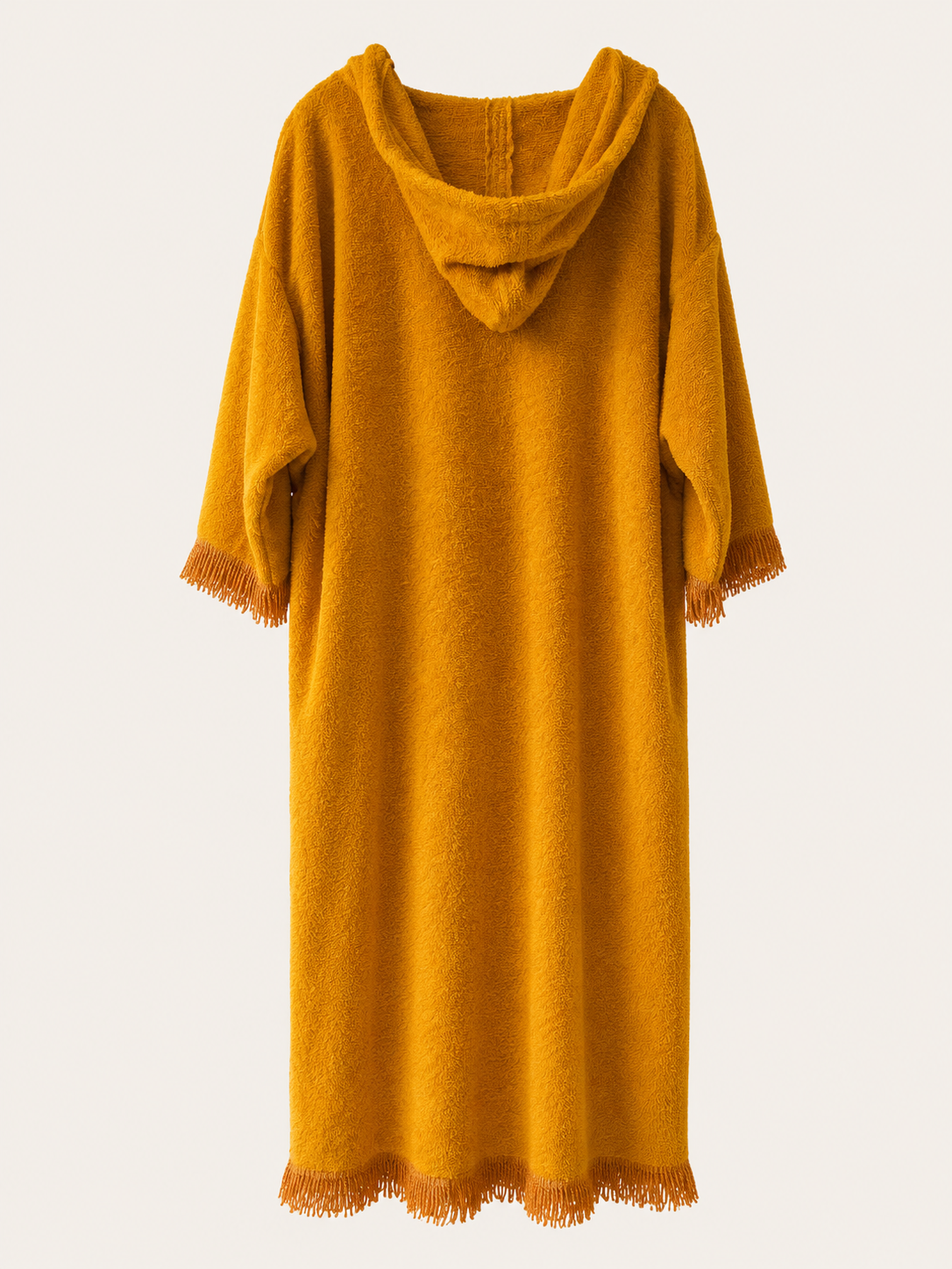 TOWELLING BEACH & POOL ROBE WITH TRIM, Turmeric with tassels