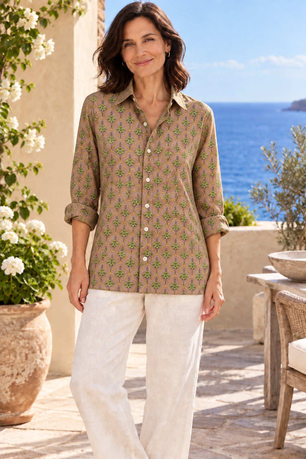 LAMU SHIRT, Blush Taupe Green