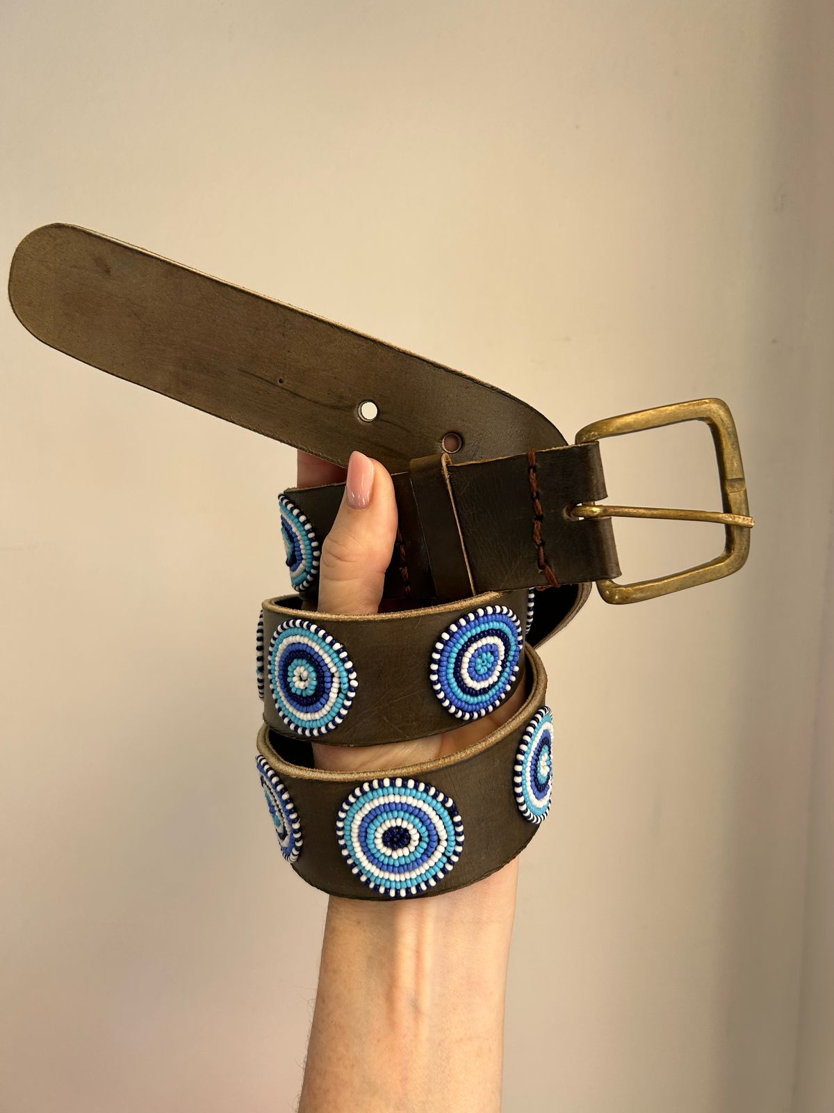 Thick Masai Belt Azure Daisy – Africa Ink
