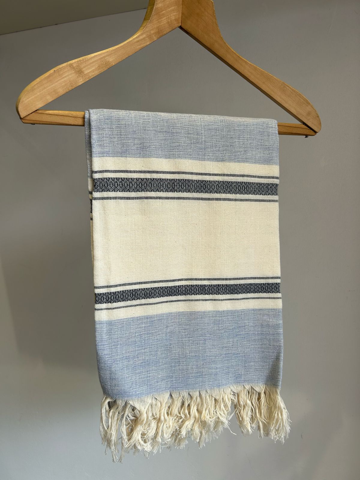 Ice Blue & Cream Handwoven Kikoy Sarong