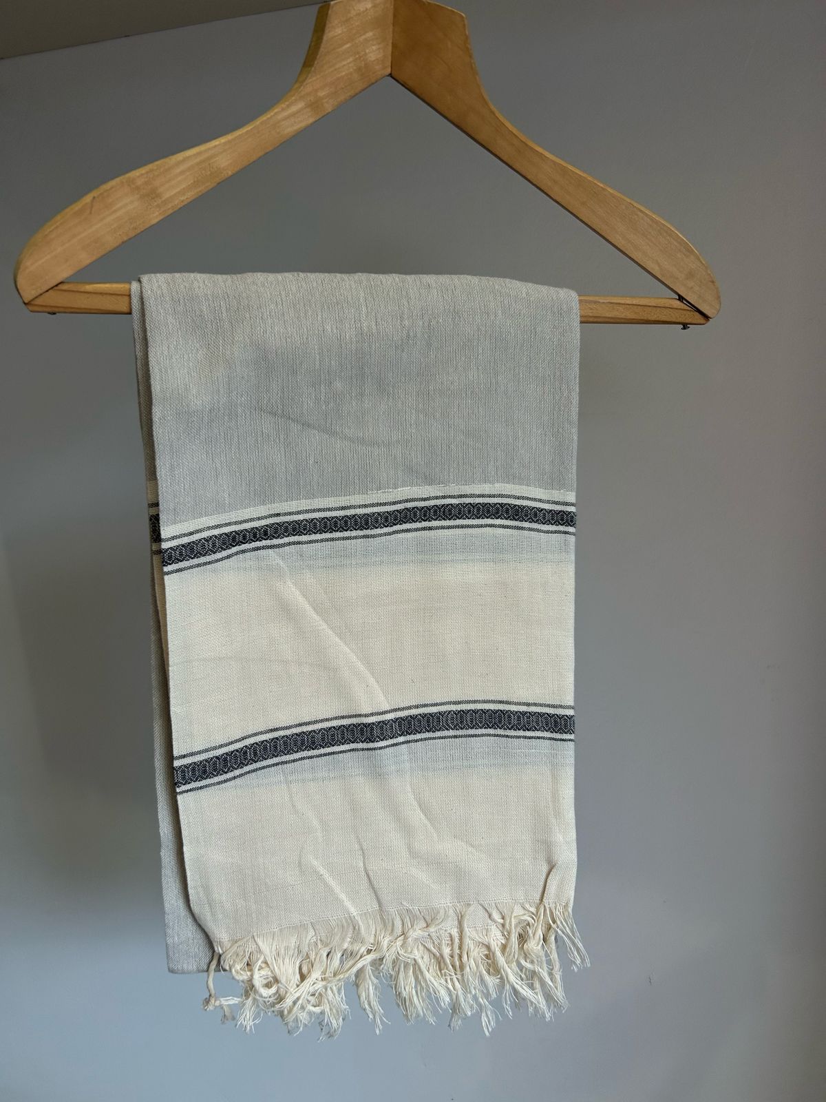 Denim Grey On Cream Handwoven Kikoy Sarong