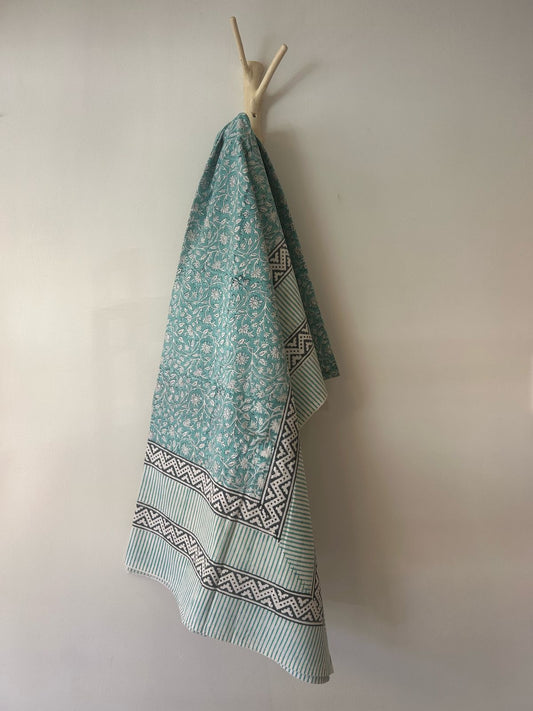 Cotton Throw In Mint And Dark Grey
