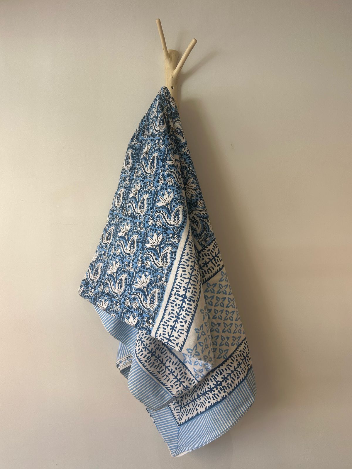 Cotton Throw In Light Blue And Teal Marigold Floral