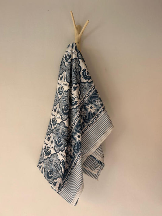 Cotton Throw In Teal Blue And Bondi Blue