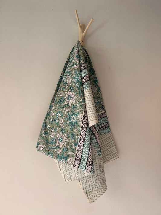 Cotton Throw In Sage And Mint