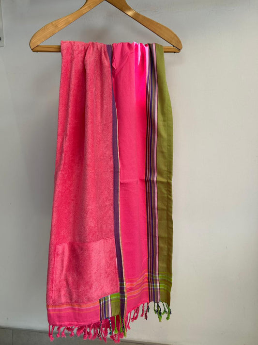 Bubble Gum Pink With Apple Green Kikoy Towel