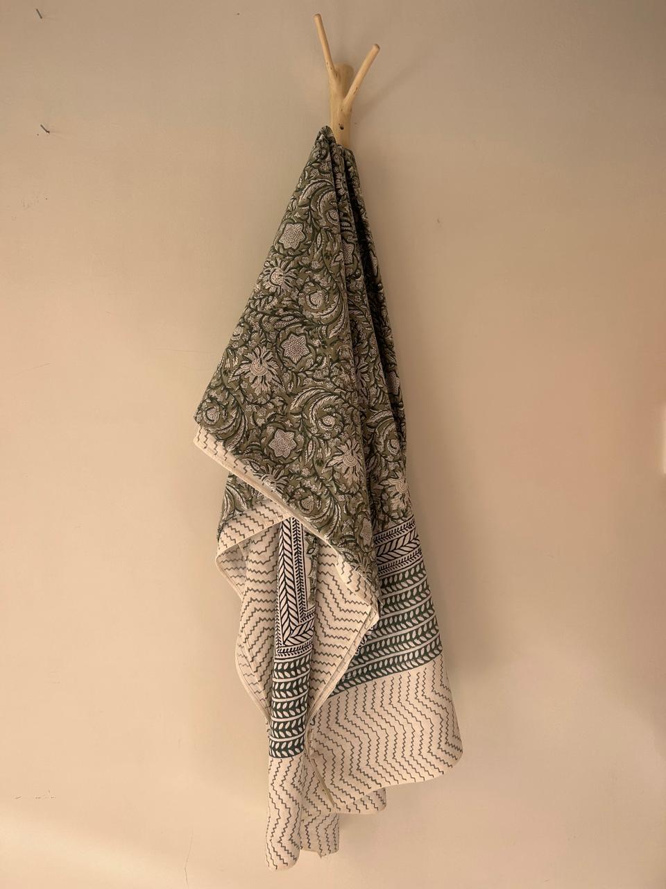 Cotton Throw In Sage And Green