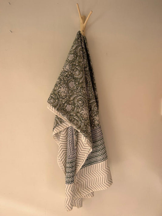 Cotton Throw In Sage And Green