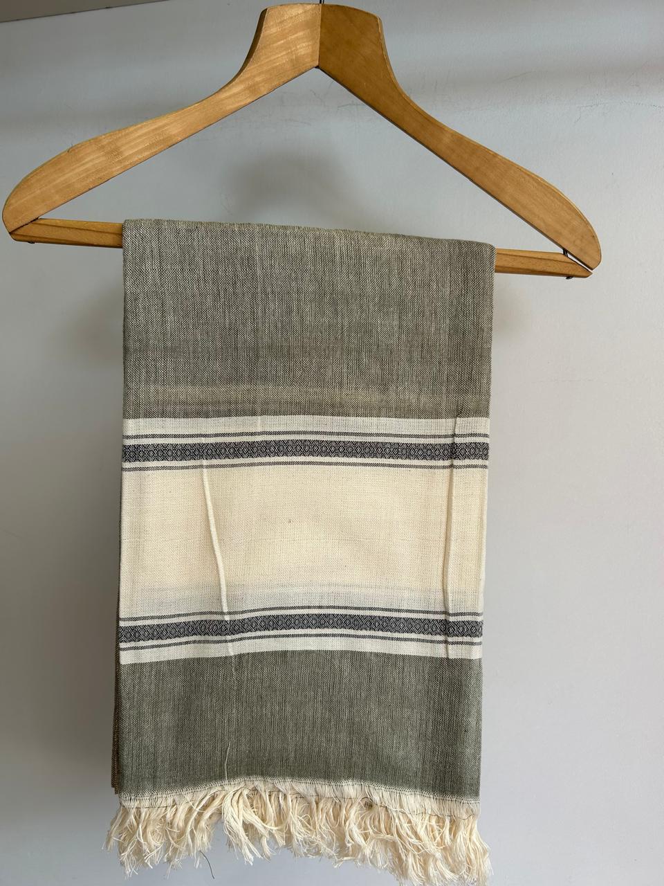 Olive On Cream Handwoven Kikoy Sarong