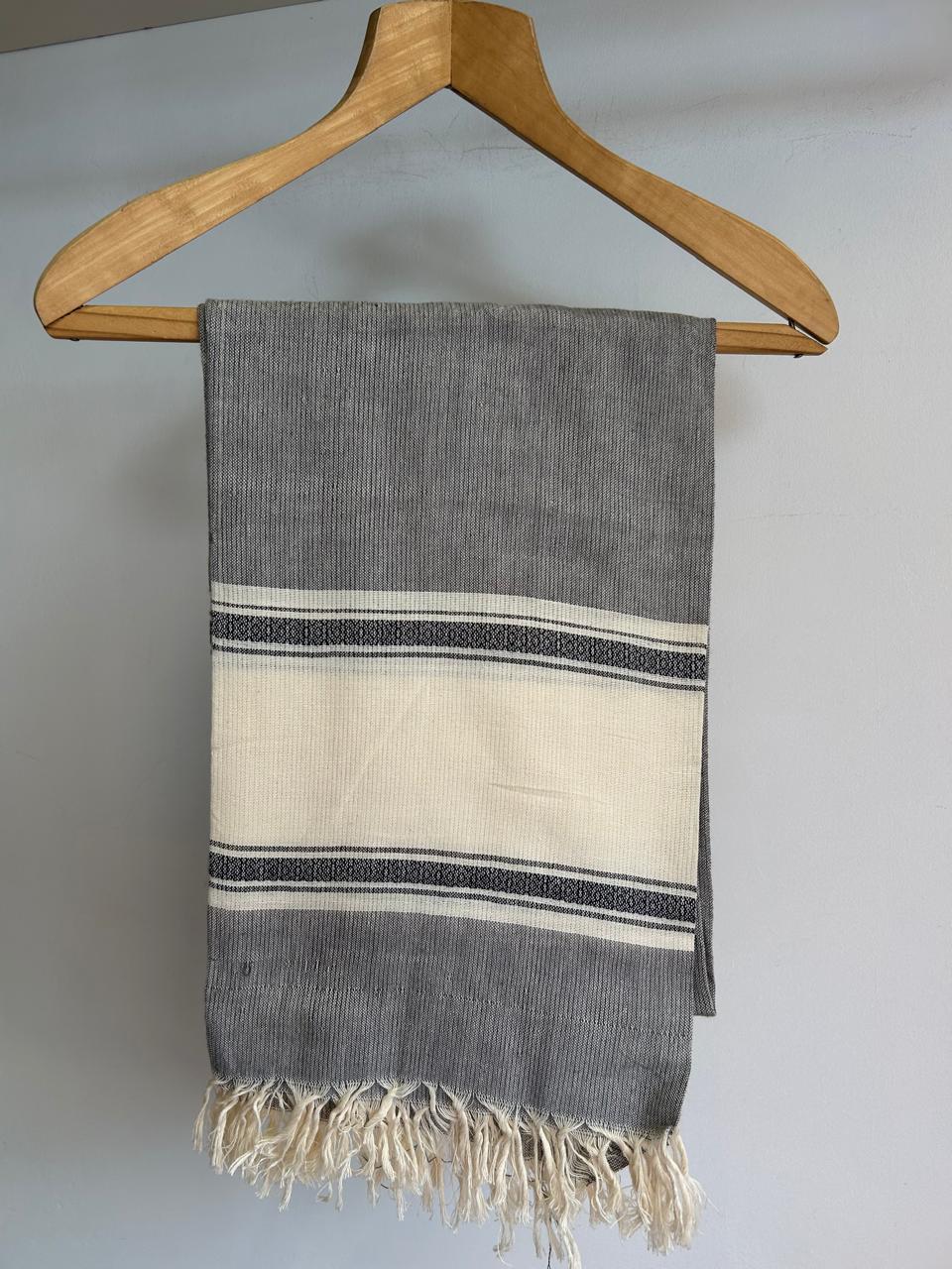 Grey On Cream Handwoven Kikoy Sarong