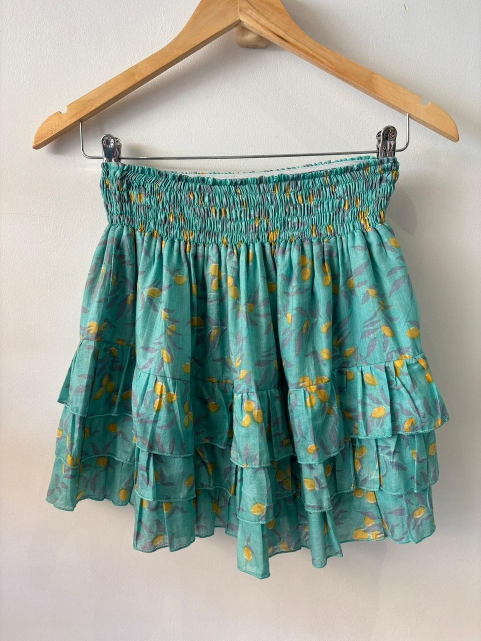 RHA-RHA MINI SKIRT IN TEAL LEMONS