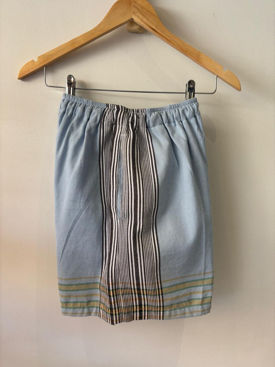 KIKOY SHORT SHORTS IN DENIM BLUE WITH GREY STRIPE