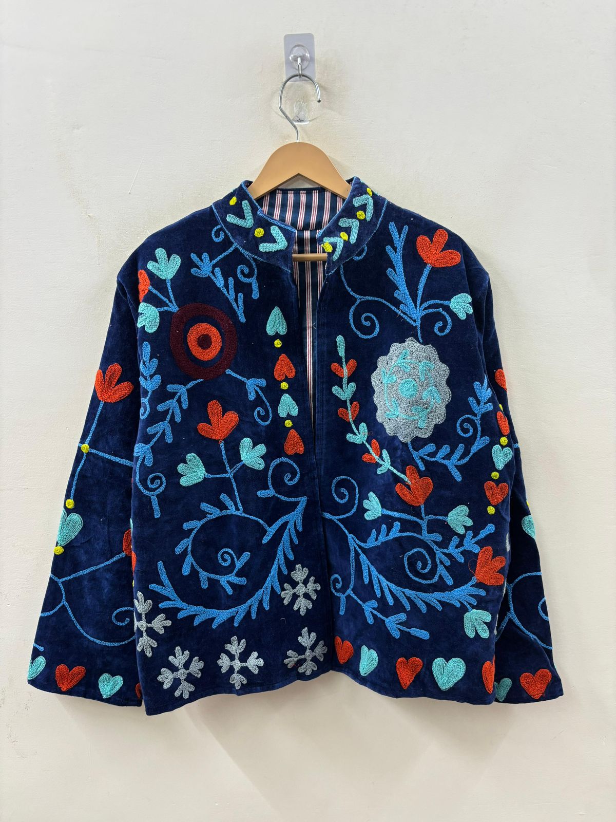 Suzani Jacket In Royal Blue Hearts & Spades