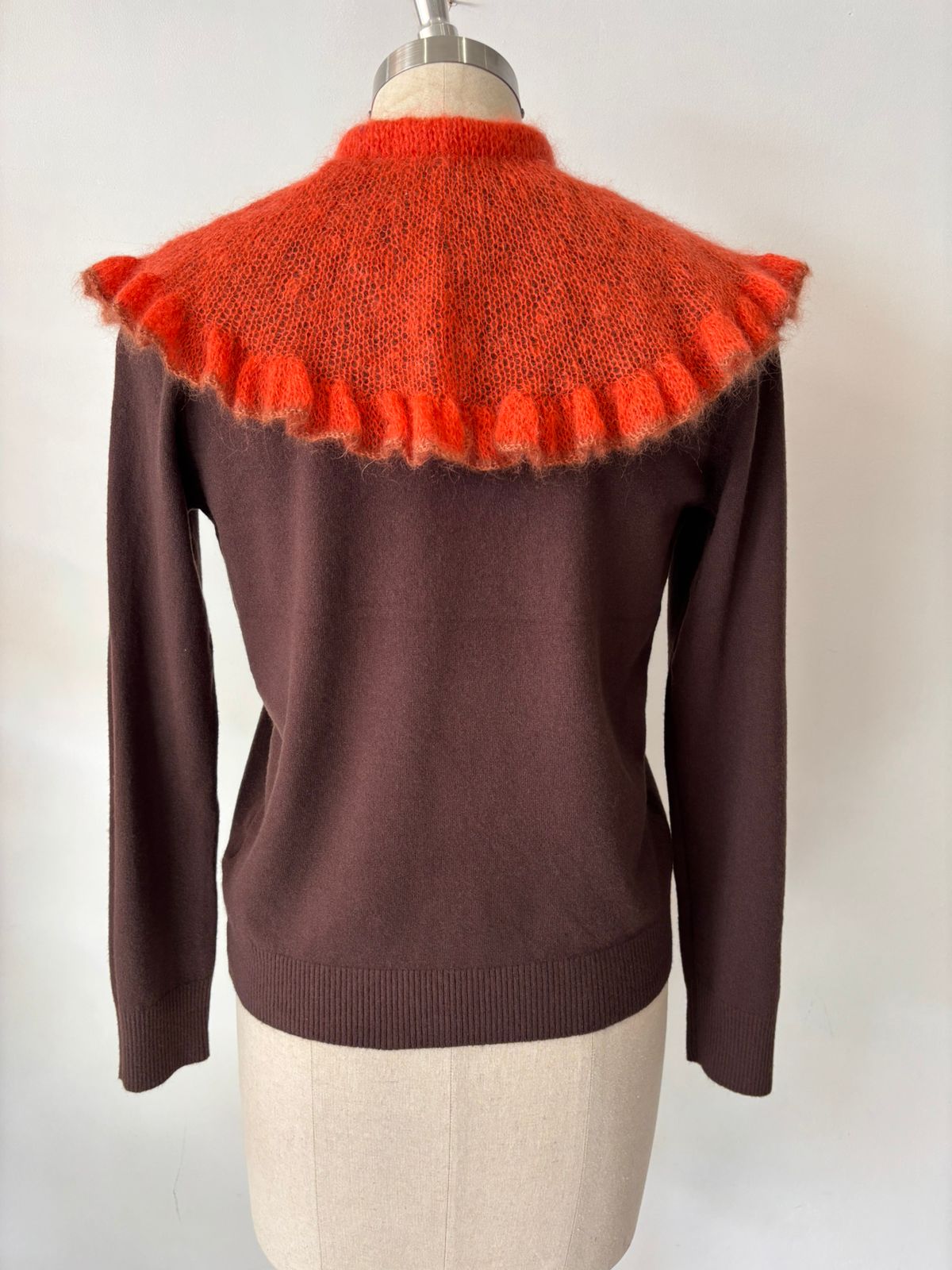 HAND KNIT MOHAIR COLLAR IN ORANGE