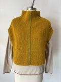 HAND KNIT FUNNEL NECK VEST IN MUSTARD