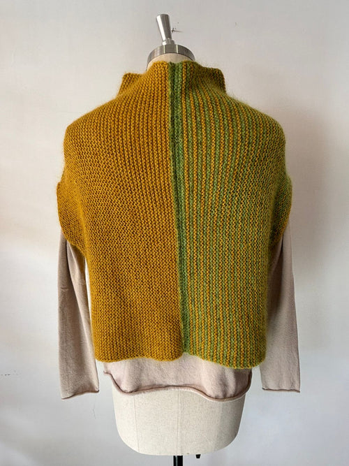 HAND KNIT FUNNEL NECK VEST IN MUSTARD