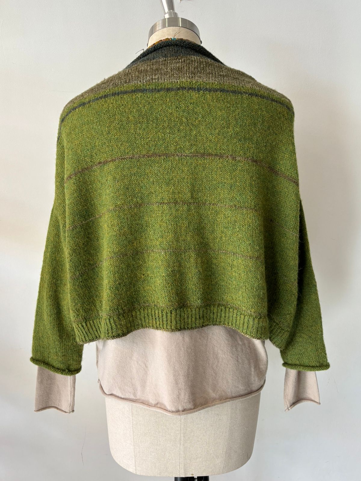 HAND KNIT ALPACA WOOL SWEATER IN GREENS