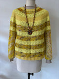HAND KNIT SOFT MOHAIR/MERINO WOOL SWEATER WITH  BALOON SLEEVES IN YELLOW