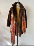 HAND KNIT MARINO/MOHAIR LACE SHAWL IN RUST ORANGE & BROWN