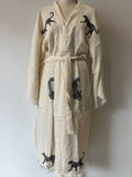 TURKISH PESHTEMAL COTTON GOWN IN BLACK LEOPARD BLUE EYES