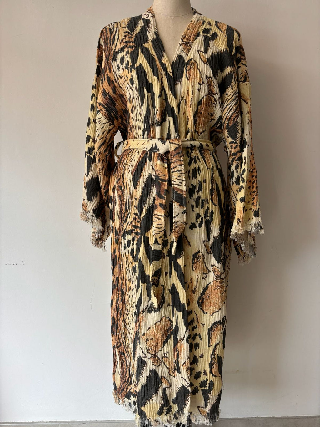 TURKISH PESHTEMAL COTTON GOWN IN ANIMAL PRINT