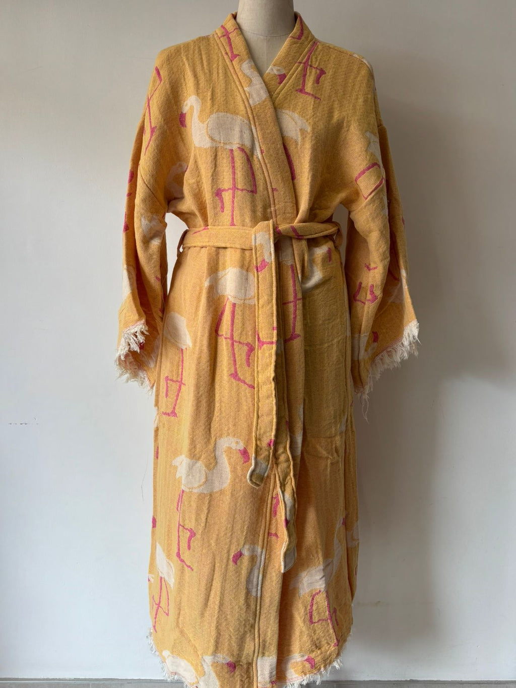 TURKISH PESHTEMAL COTTON GOWN IN FLAMIGO SUNSET