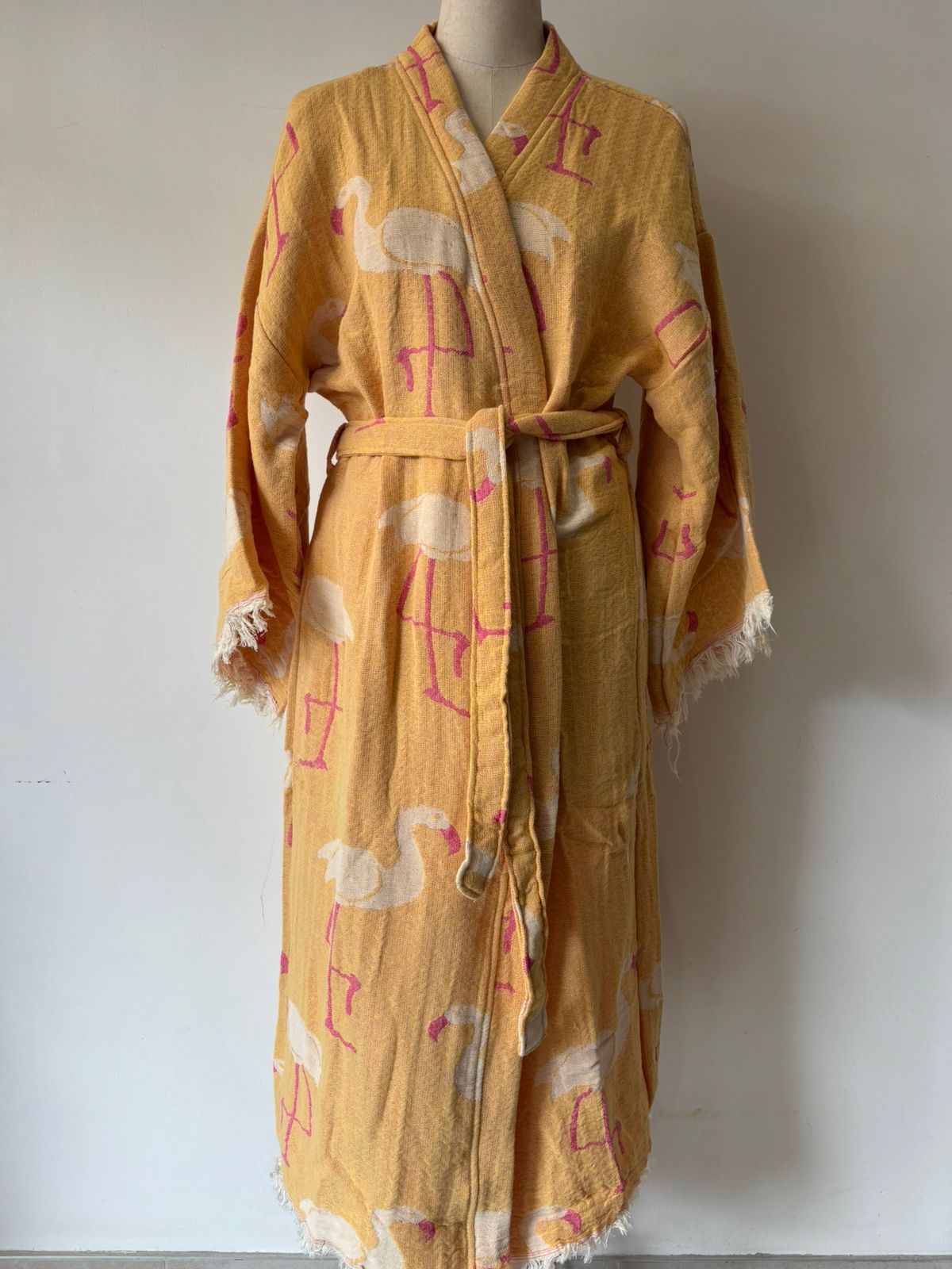 TURKISH PESHTEMAL COTTON GOWN IN FLAMIGO SUNSET