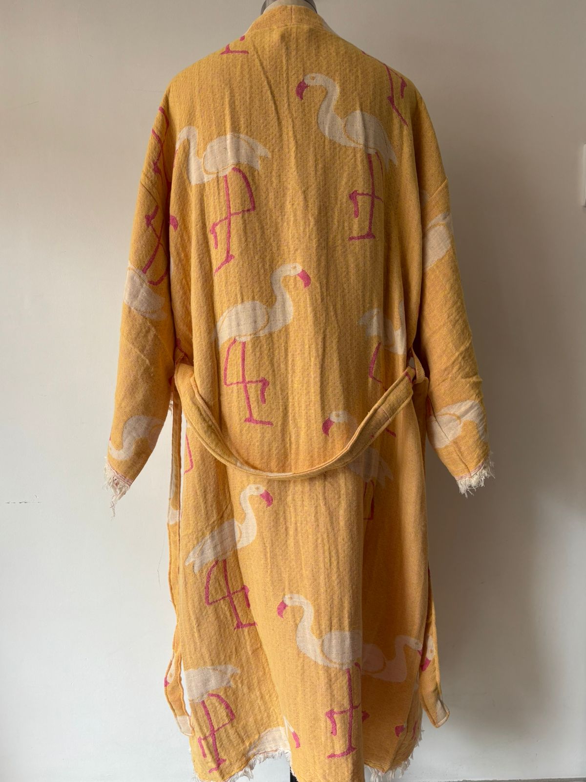 TURKISH PESHTEMAL COTTON GOWN IN FLAMIGO SUNSET