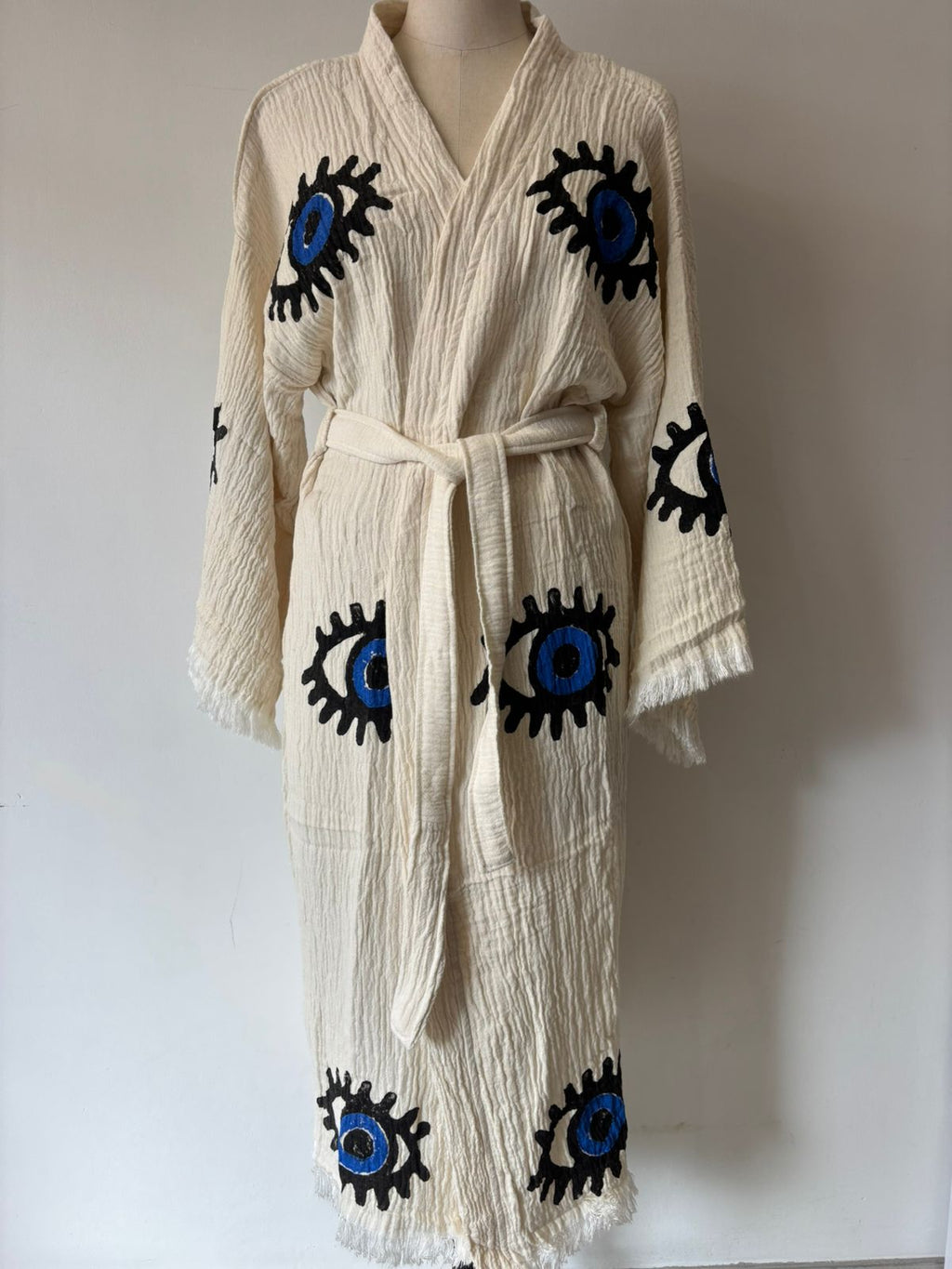TURKISH PESHTEMAL COTTON GOWN IN EVIL EYE