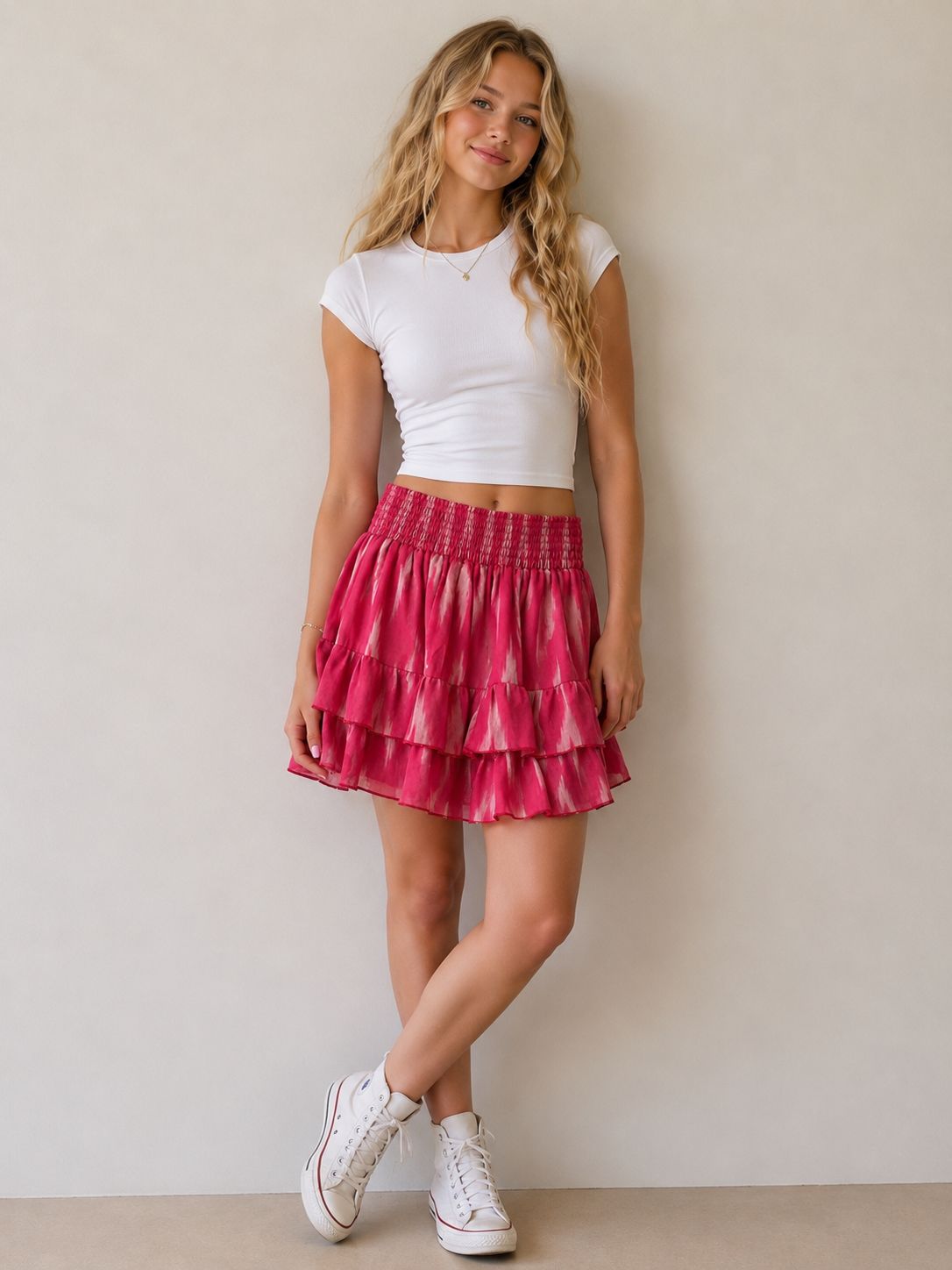RARA SKIRT IKAT CHERRY RED