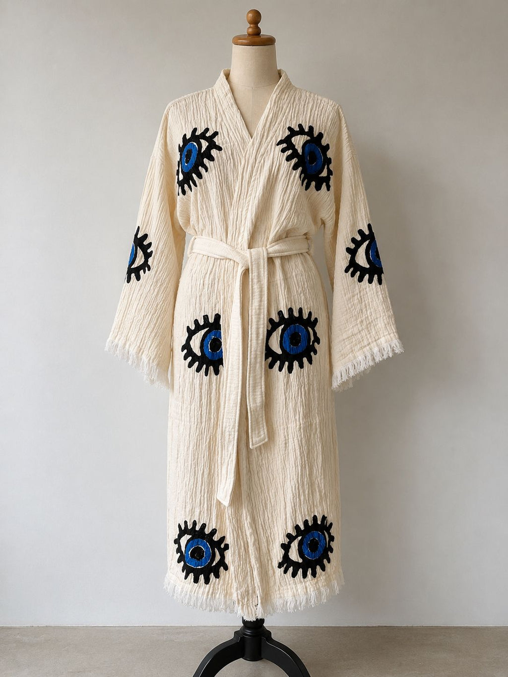 TURKISH PESHTEMAL COTTON GOWN IN EVIL EYE