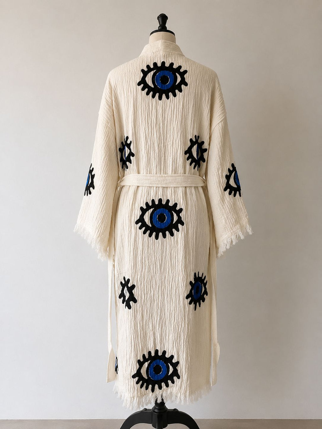 TURKISH PESHTEMAL COTTON GOWN IN EVIL EYE