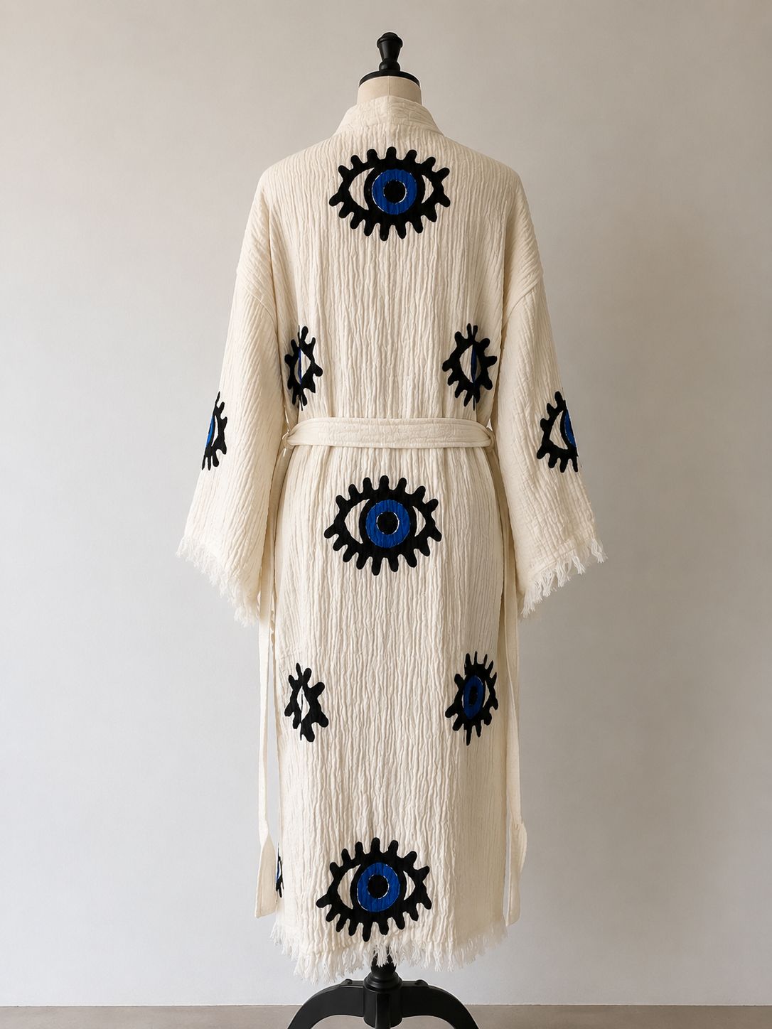 TURKISH PESHTEMAL COTTON GOWN IN EVIL EYE