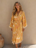 TURKISH PESHTEMAL COTTON GOWN IN FLAMIGO SUNSET
