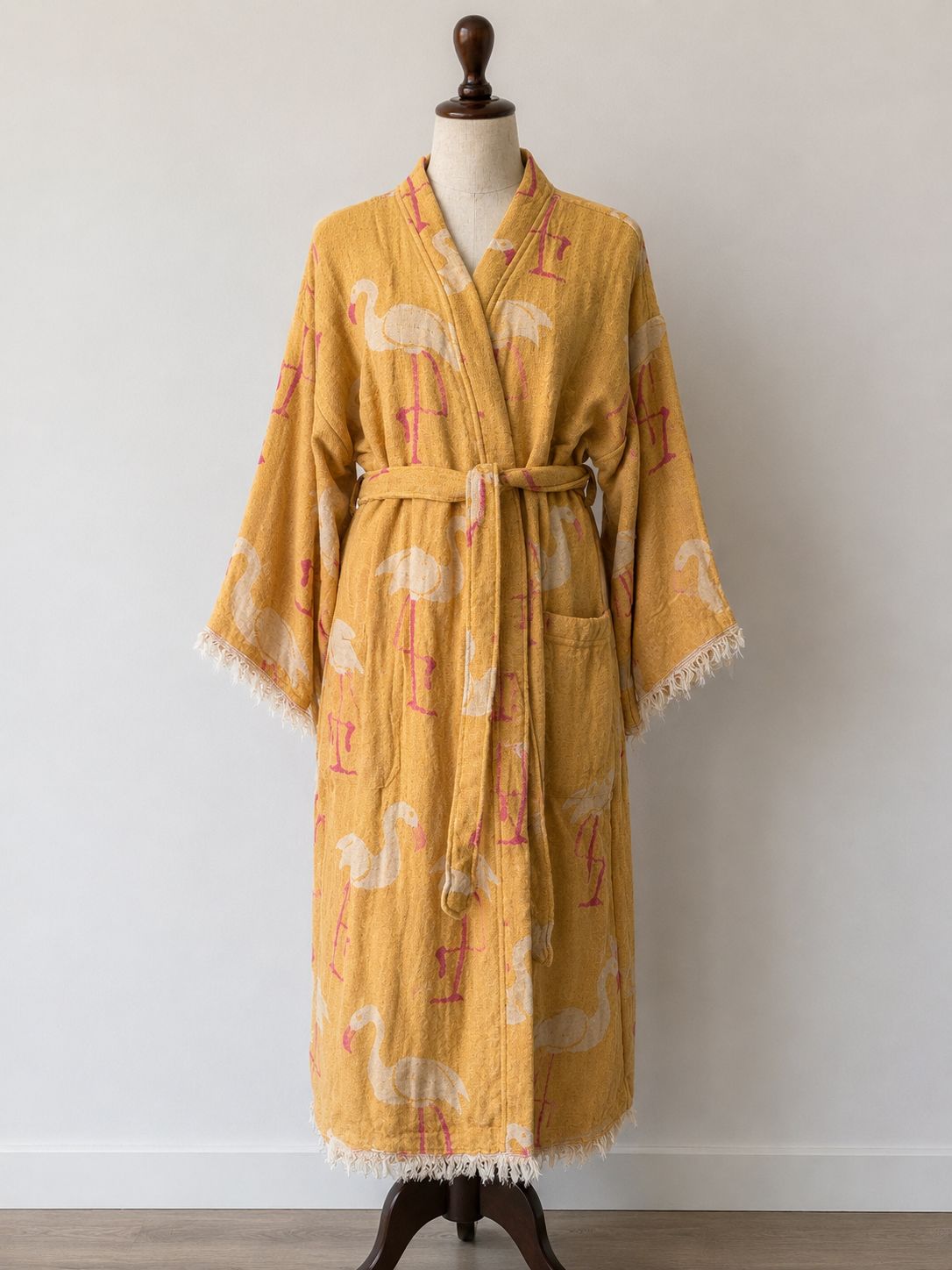 TURKISH PESHTEMAL COTTON GOWN IN FLAMIGO SUNSET